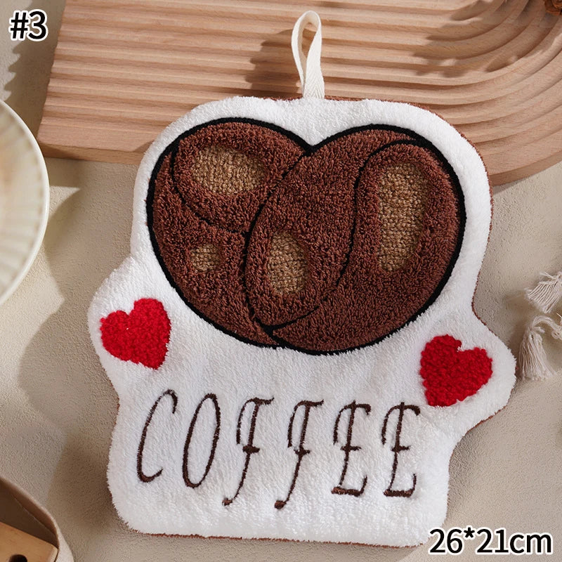 Kawaii Food Hand Towel – Soft Absorbent Kitchen Hanging Cloth
