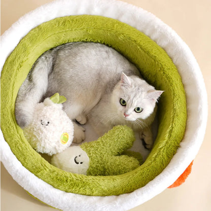 Cooking Pot Pet Bed 🍲 | Cozy Plush Bed for Cats and Small Dogs