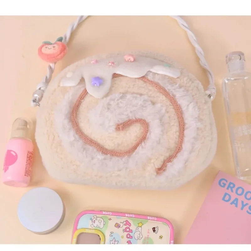 Cake Roll Plushie Shoulder Bag, 11"x9" | 28x23 cm