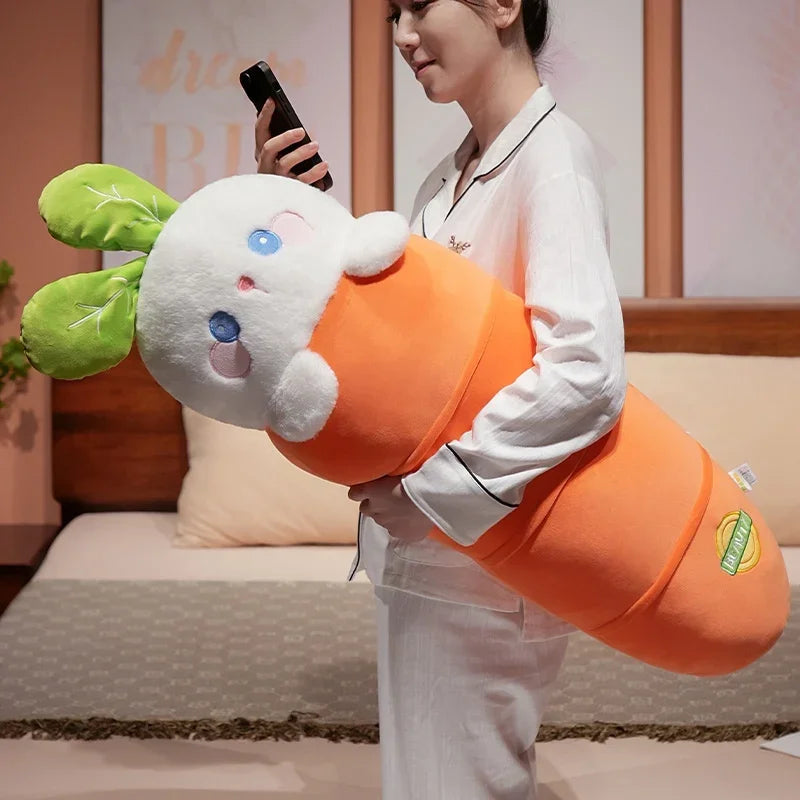 Cute Bunny Plushies with Long Carrot, 24-39" | 60-100 cm – Soft Baby Toy