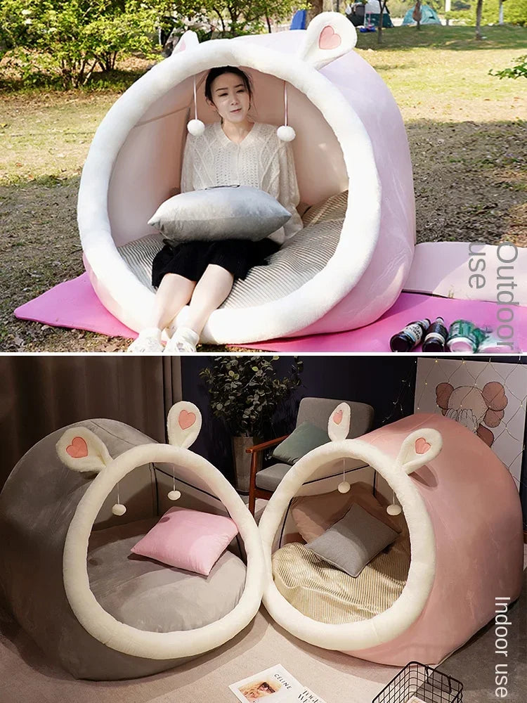 Giant Rabbit Plushie Tent Bed for Two People