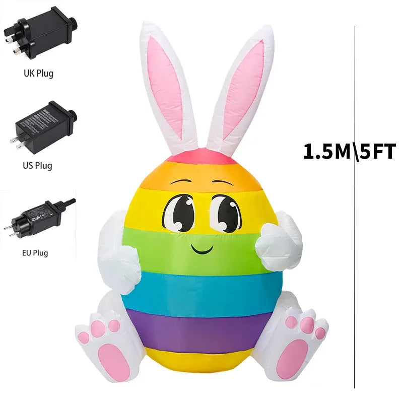 Rainbow Easter Bunny Egg Inflatable – 5FT Outdoor Lawn Decoration