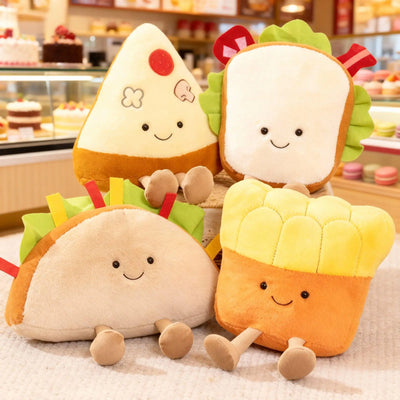 Kawaii Fast Food Plushies – Sandwich, Pizza, Taco & Fries, 8-11" | 20-28 cm