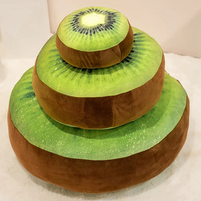 Round Kiwi Fruit Plush Floor Cushion, 8-24" | 20-60 cm