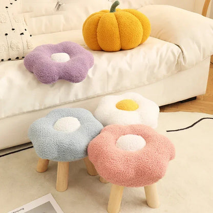 Taburete de Flor de Peluche – Cinco Colores - Lindo, Cómodo y Funcional