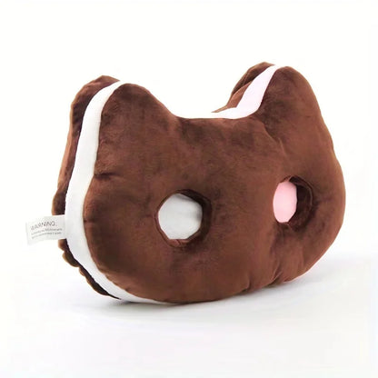 Cojín de asiento de peluche de sándwich de helado de gato, 9" | 25 centímetros