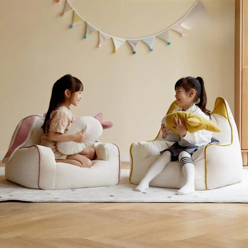 Cozy Bunny Children's Reading Chair with Carrot Plushie Pillow