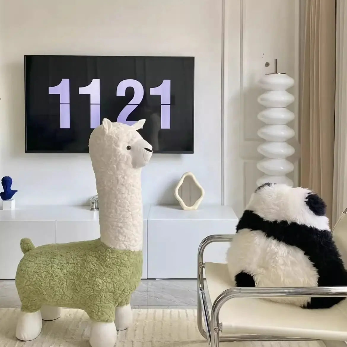 Puff in Peluche Alpaca Accogliente, Otto Colori