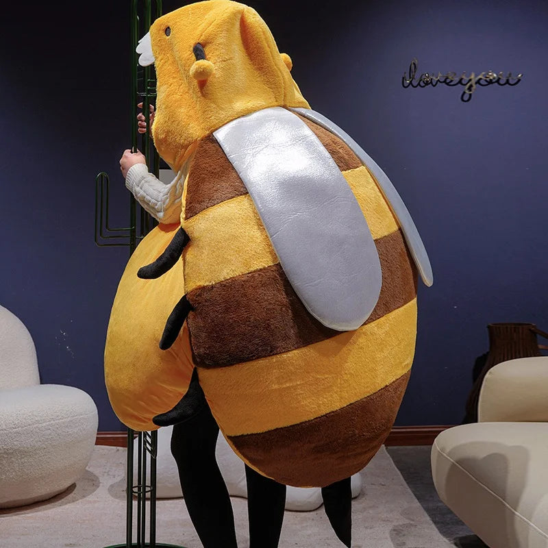 Giant Bee Plush Pillow | Soft Stuffed Bumble Bee Toy, 60–100cm