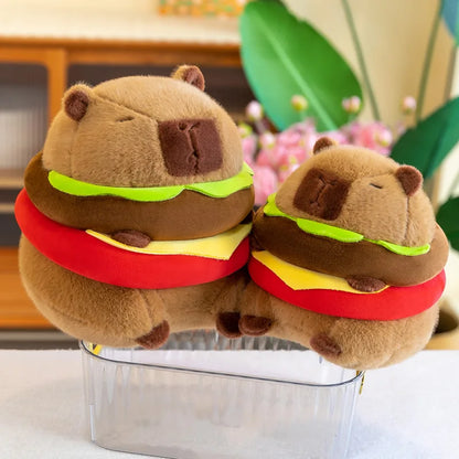 Capybara Hamburger Plushie – Stuffed Animal Toy