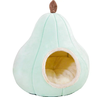 Pear-Shaped Plush Cat Bed – Cozy Semi-Enclosed Pet House