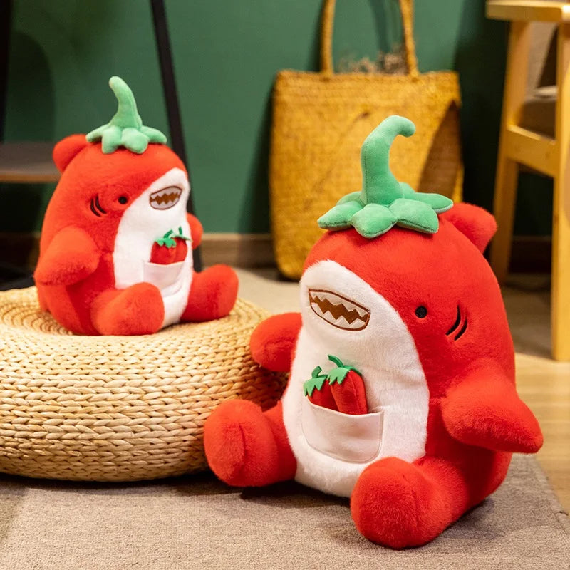 Chili Pepper Shark Plush Toy | Spicy Stuffed Aquatic Toy, 30cm