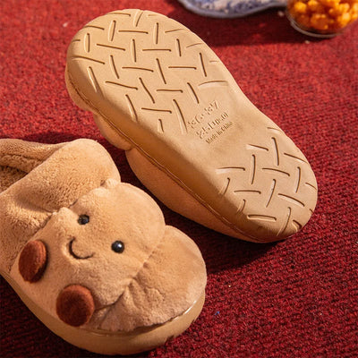 Croissant Bread Plush Slippers – Cozy Unisex House Shoes