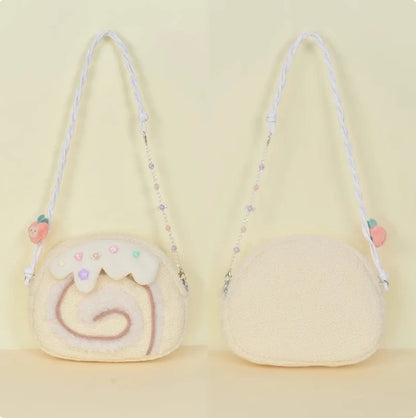 Cake Roll Plushie Shoulder Bag, 11"x9" | 28x23 cm