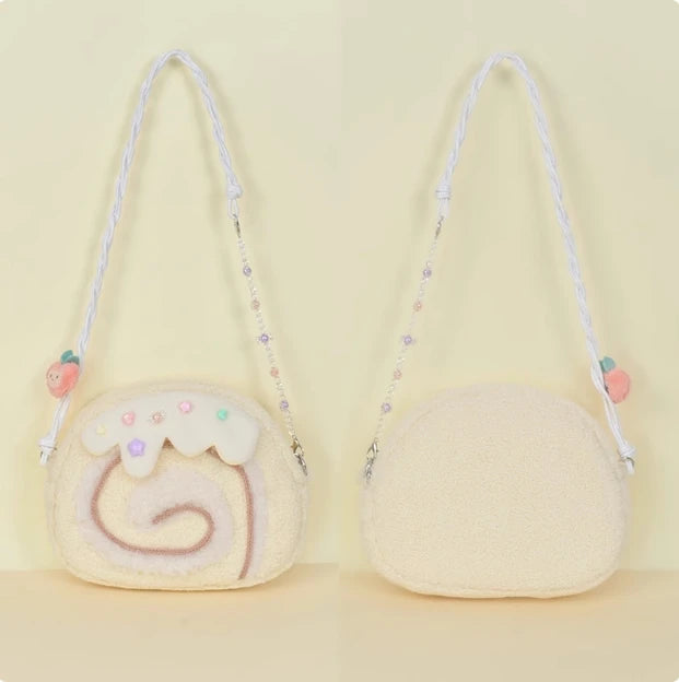 Cake Roll Plushie Shoulder Bag, 11"x9" | 28x23 cm