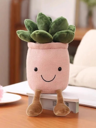 Plüschige Topfpflanzen Cartoon Sukkulenten, 3 Farben, 10" | 25 cm
