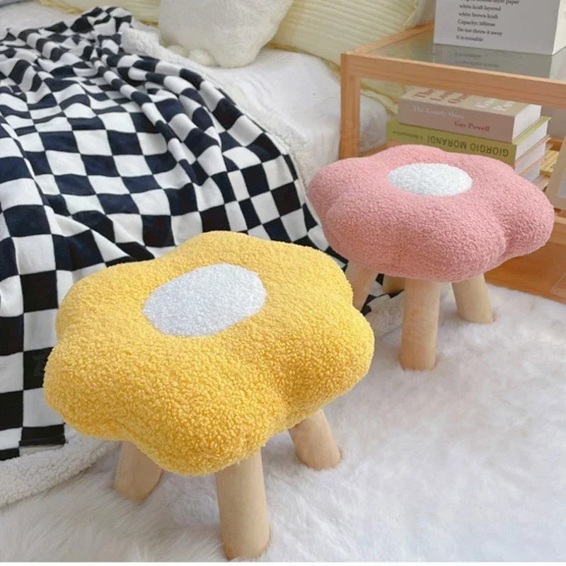 Taburete de Flor de Peluche – Cinco Colores - Lindo, Cómodo y Funcional