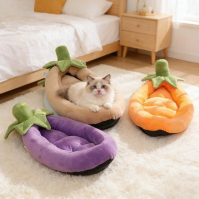 Vegetable-Shaped Pet Dog Bed | Kawaii Food-Themed Plush Sleeping Mat