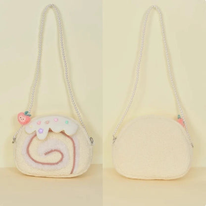 Cake Roll Plushie Shoulder Bag, 11"x9" | 28x23 cm