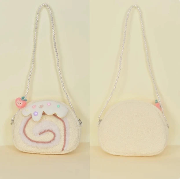 Cake Roll Plushie Shoulder Bag, 11"x9" | 28x23 cm