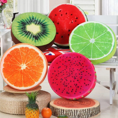 Geschnittene Obst-Sitzkissen-Plüschtiere, sechs Stile, 13" | 32 cm