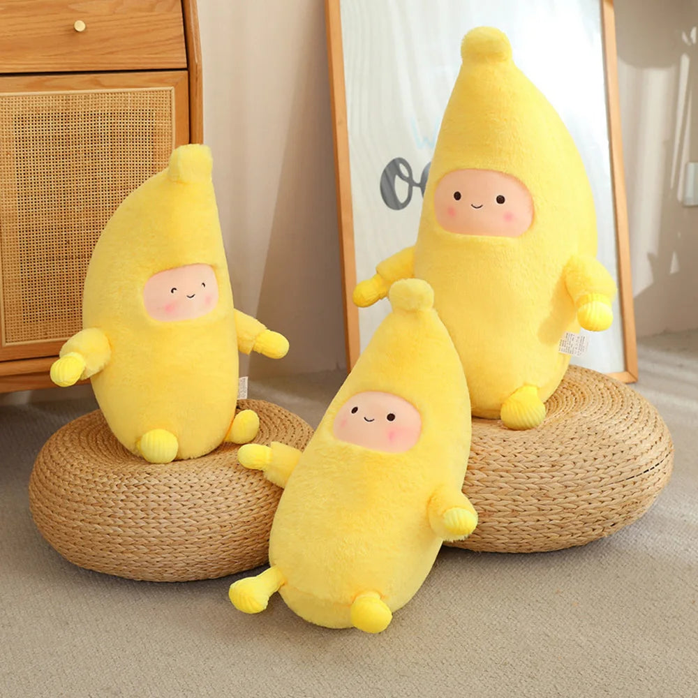 Kawaii Banana Man Plushie with Arms & Legs, 16" | 42 cm