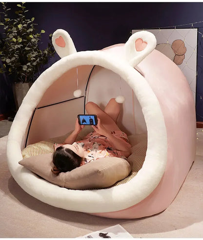 Giant Rabbit Plushie Tent Bed for Two People