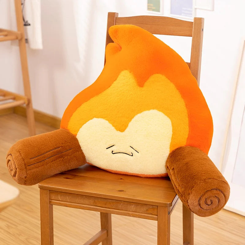 Plush Fire Backrest – Soft Plush Cartoon Flame with Log Arms