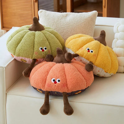 Pumpkin Plush Pillow - Soft Cartoon Gourd Cushion, 16" | 40 cm
