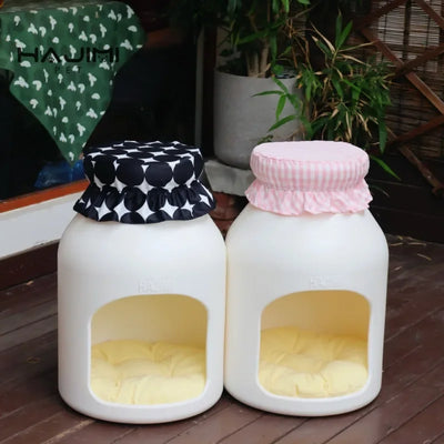 Baby Bottle Pet House & Stool | Food-Themed Cat & Dog Nest with Seat
