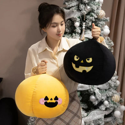Halloween Ghost Pumpkin Plush Pillow - Soft Spooky Back Cushion, 13" | 32 cm