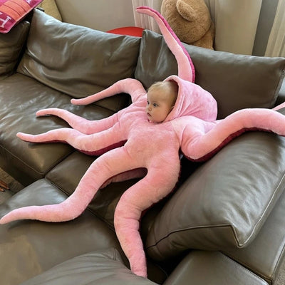 Giant Cartoon Octopus Plush Hat & Pillow | Oversized Stuffed Aquatic Toy, 51\" | 130 cm