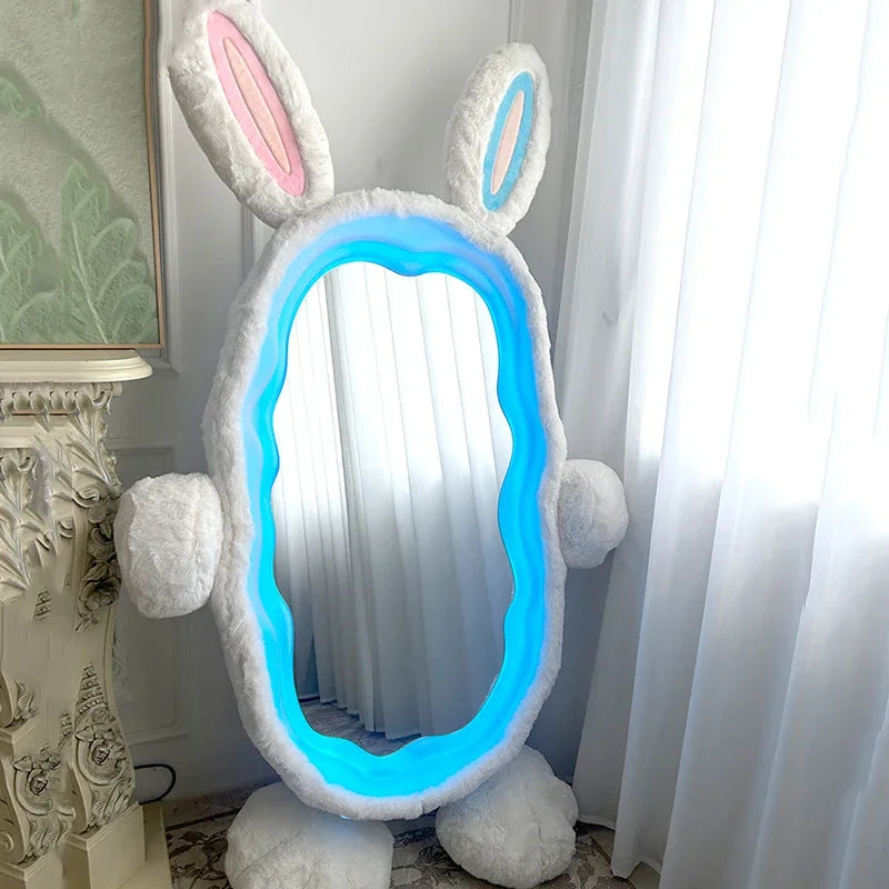 Plush Rabbit Body Mirror with LED Lights | 39" x 75" (100 x 190 cm)