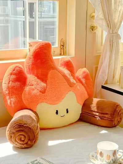 Plush Fire Backrest and Plush Toys – Soft Plush Cartoon Flame with Log Arms