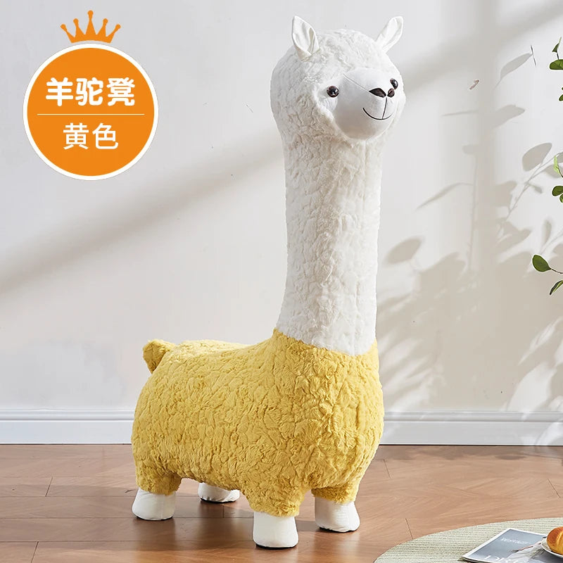 Ottomán de peluche de alpaca acogedor, ocho colores