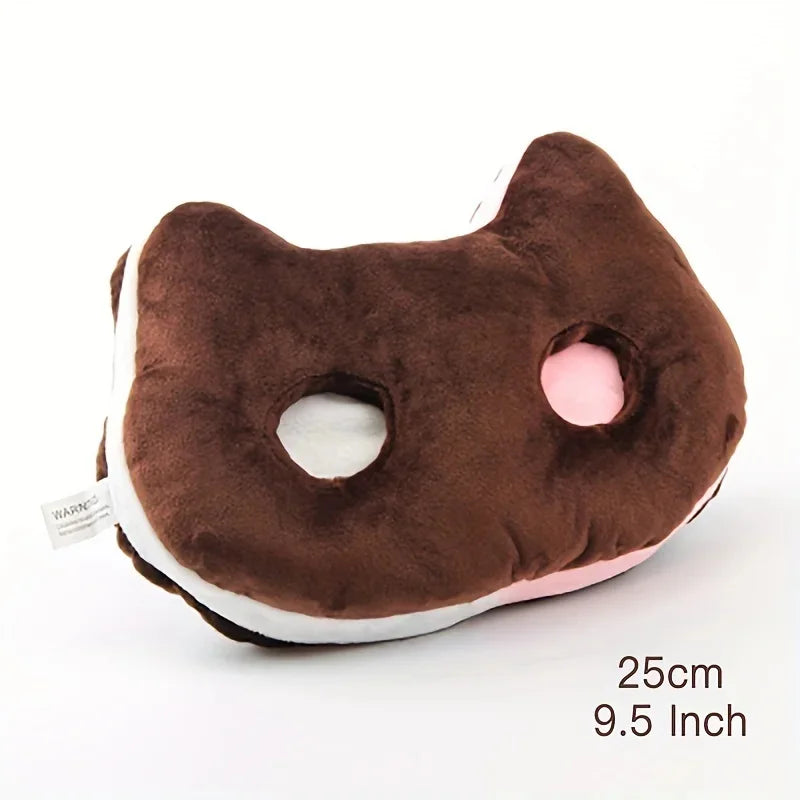 Cojín de asiento de peluche de sándwich de helado de gato, 9" | 25 centímetros