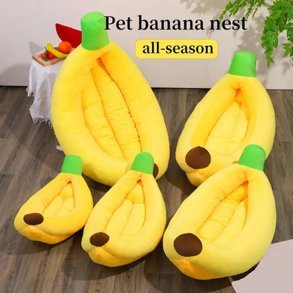 Pluche Bananen Huisdierbed voor Huisdieren Tot 19 lbs (9 kg)