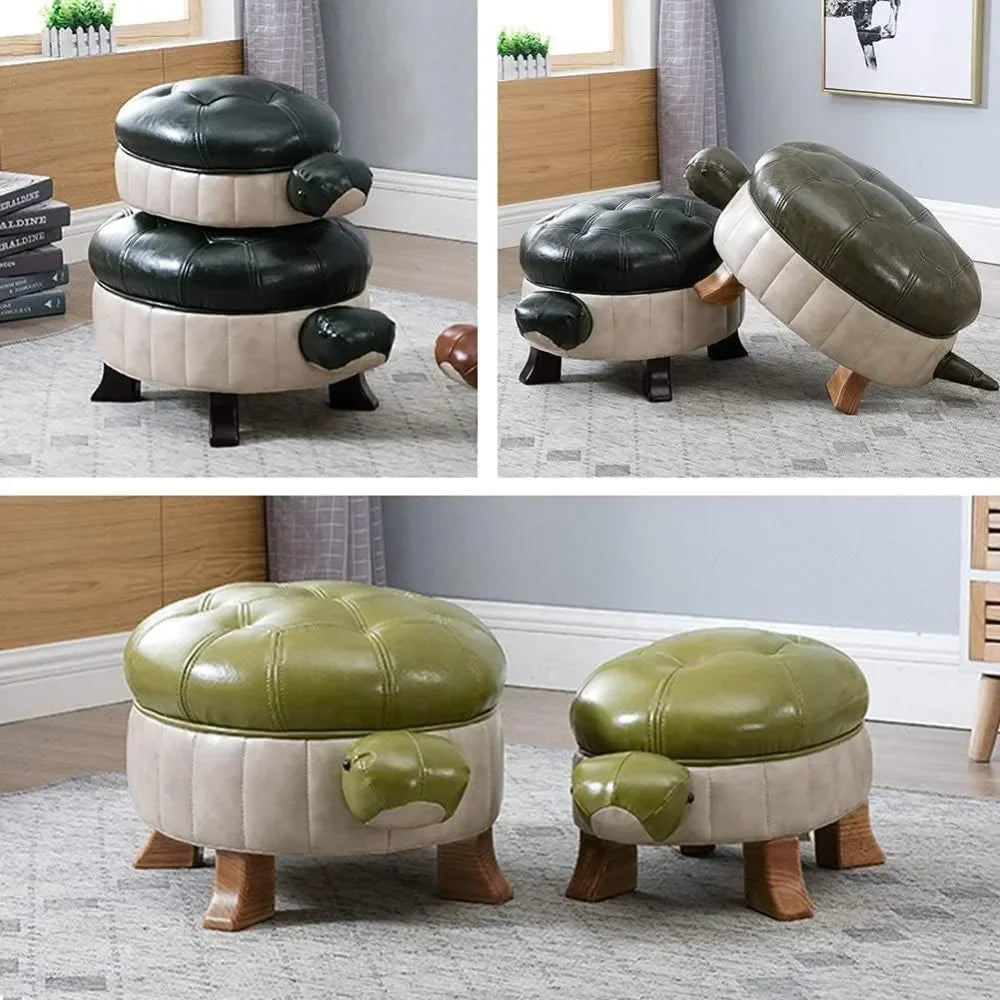 Turtle Time Faux Leather Ottoman - Five Colors