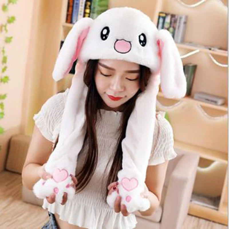 Bouncy Animal Ear Plush Hat | Moving Goose & Bunny Headwear