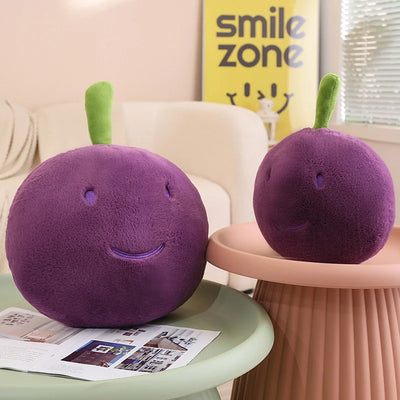 Purple Grape Plush Pillow – Kawaii Stuffed Fruit Toy