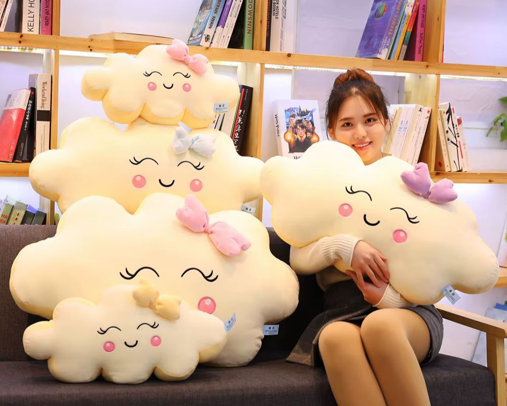 Smiling Kawaii Cloud Plushie, 20-35" | 50-90 cm