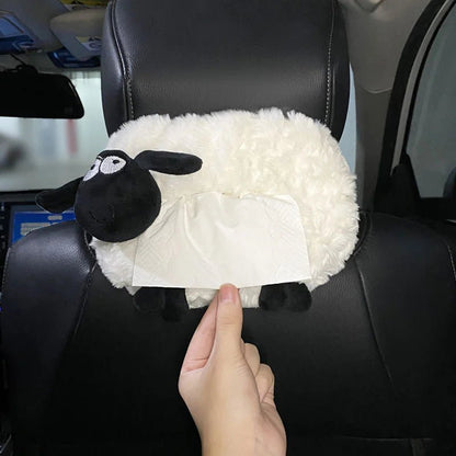 Soporte de caja de pañ tissues de cordero de peluche para coches