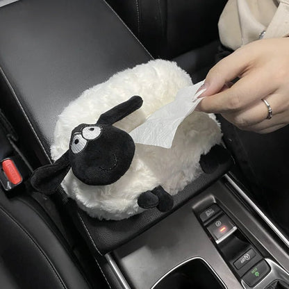 Soporte de caja de pañ tissues de cordero de peluche para coches