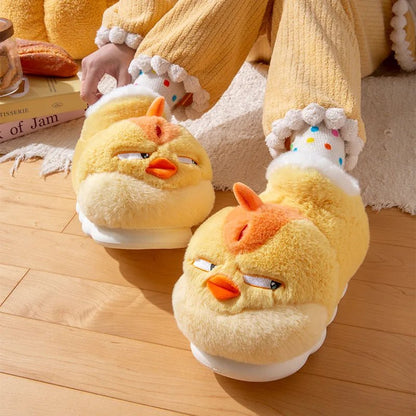 Zapatillas de casa de pollo de peluche, tamaño infantil hasta US Men 9/Mujeres 10.5