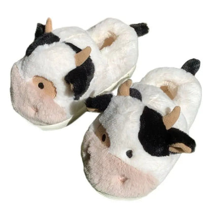 Chaussons en peluche vache, US Hommes 4-8.5 / Femmes 5.5-10