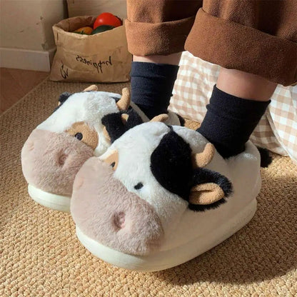 Plushie Cow Slippers, US Men 4-8.5/ Women 5.5-10