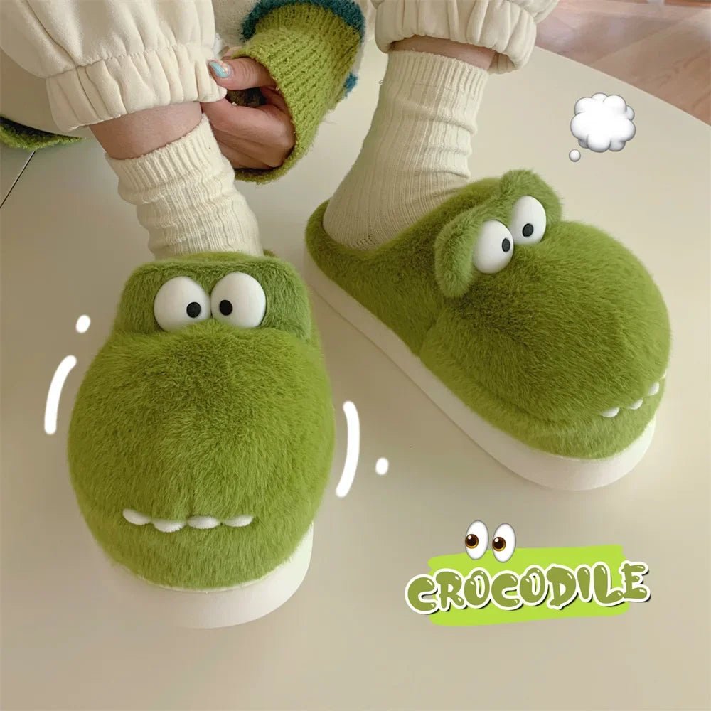 Plushie Cozy Alligator Slippers, Two Styles, US Men 4-8.5/ Women 5.5-10