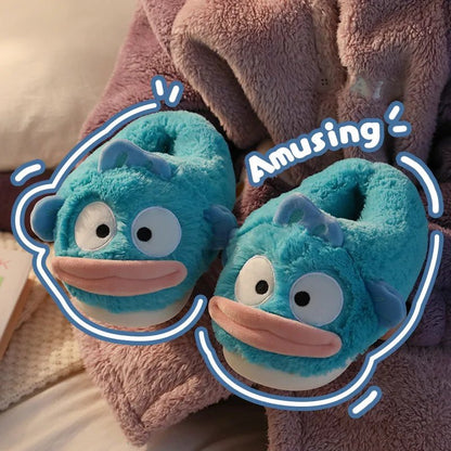 Cozy Cartoon Fish Plush Slippers, US Men 4-6/ Women 5.5-7.5