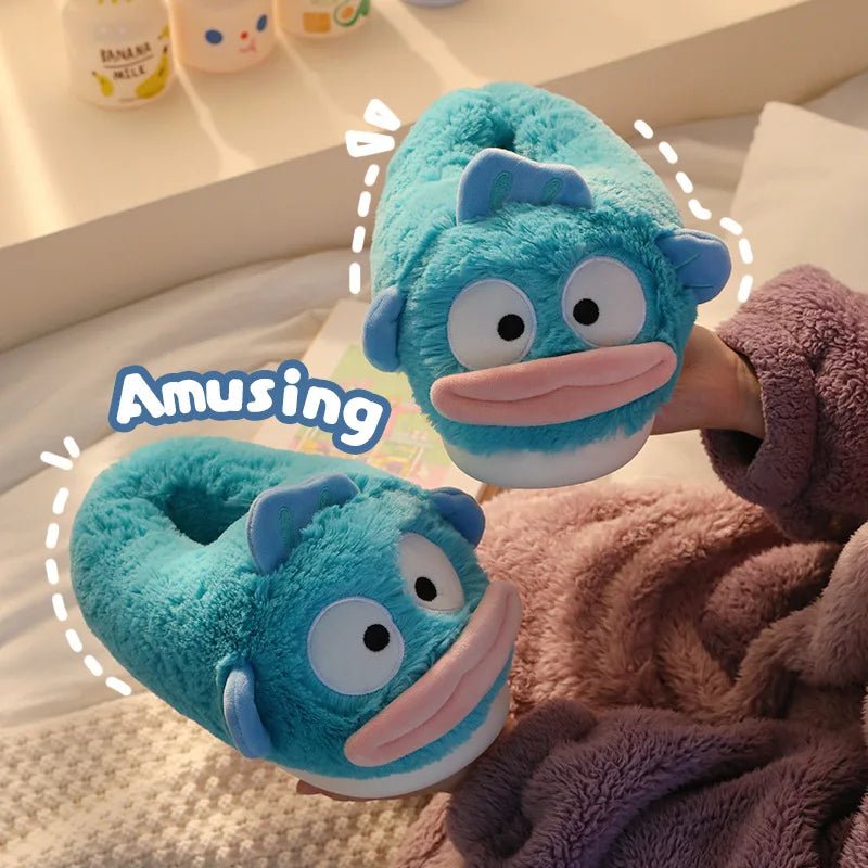 Cozy Cartoon Fish Plush Slippers, US Men 4-6/ Women 5.5-7.5