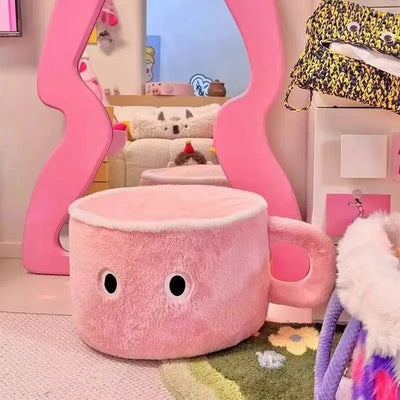 Cozy Cup Plush Footstool – Cute Coffee-Inspired Comfort plush toy – – pink – Image 6 | Plushie Produce